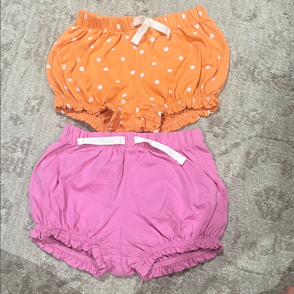 Primary Baby Cotton Bubble Shorts - Orange Polka Dot & Pink